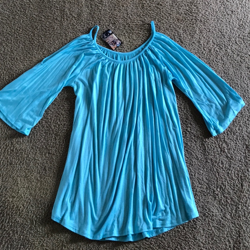 Cute cold shoulder turquoise dress